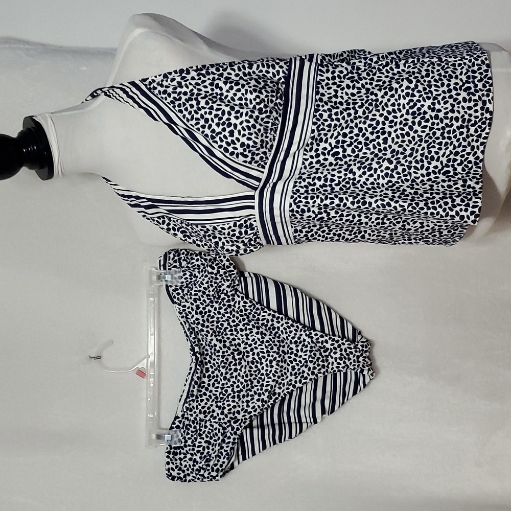 LA BLANCA Blue & White Tankini Set Size 16